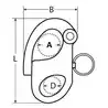 Mousqueton de drisse à œil fixe A4 Longueur 96mm
