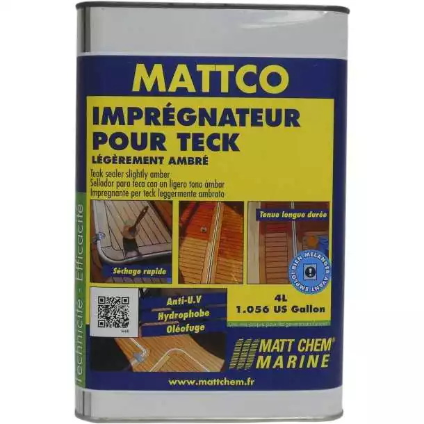 Mattco ambré 4L imprégnateur légèrement ambré pour teck