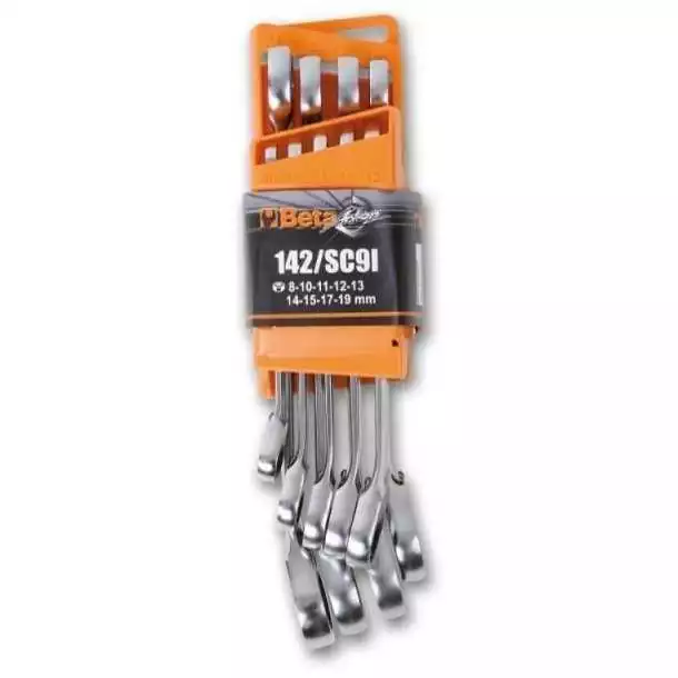 Jeu de 9 clés mixtes à cliquet réversible AVEC support compact