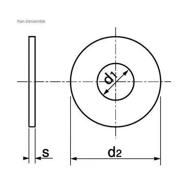 Rondelle large forme L Inox A4 diamètre 8mm Vendu par 5