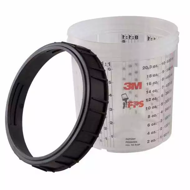 Boite de 4 godets 850 ML avec bague de serrage pistolet à peinture
