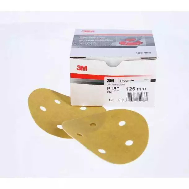 Boite de 100 disques Hookit 3M 255 diamètre 125 P320 5 Trous
