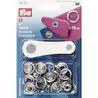 Bouton pression sans couture diamètre 18mm argenté lot de 6