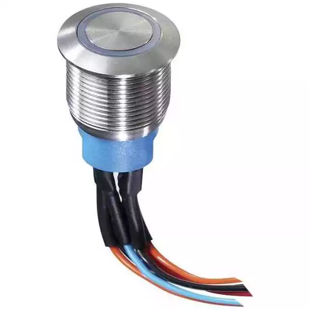 Bouton poussoir Inverseur led bleue 12V diamètre 19mm