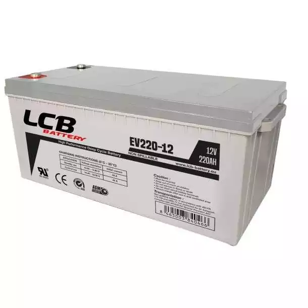Batterie marine étanche sans entretien AGM EV 12V 220A dimensions 522 x 218 x 239mm