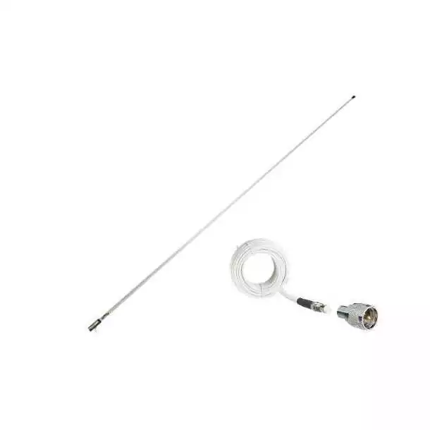 Antenne VHF RA1225HP 6db fouet fibre 2,4m câble 6m embase inox