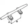 Taquet de pont inox 200x38mm Entraxe 57mm