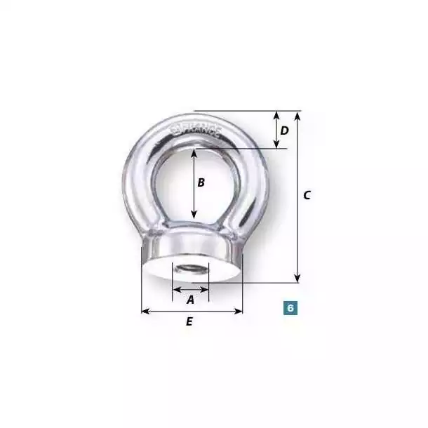 Ecrou à oeil Filetage M10 x 150mm Diamètre Oeil 22mm Hauteur 46mm Base 28mm