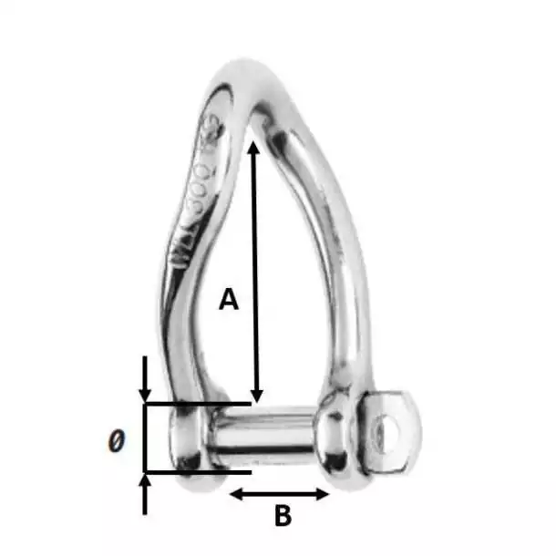 Manille autobloquante Torse diamètre 6mm charge 600Kg