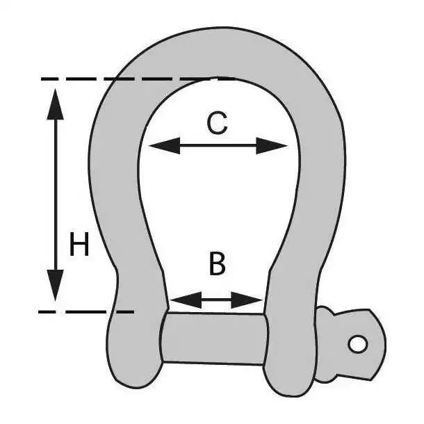 Manille lyre acier galvanisé Ø 16 mm – charge de travail 1100 kg