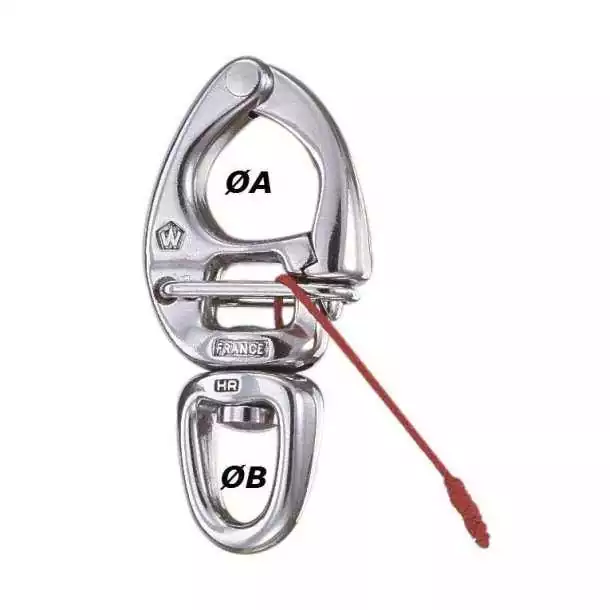 Mousqueton ouverture rapide diamètre 16mm oeil 12mm Longueur 80mm charge 2300Kg