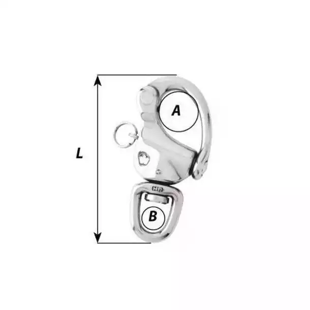 Mousqueton ouverture rapide diamètre 20mm oeil 13.5mm Longueur 90mm charge 1600Kg