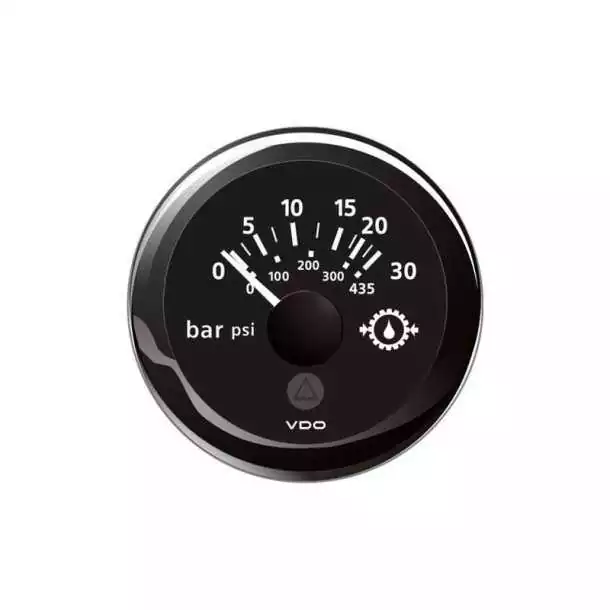 Manomètre pression d'huile diamètre 52mm 12-24V noir Indicateur 30bars 435psi inverseur