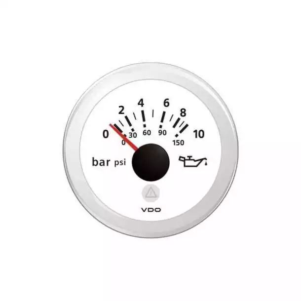 Manomètre pression d'huile VDO ViewLine blanc 10 bar 150 psi Ø52 mm 12/24 V