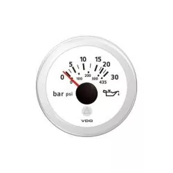 Manomètre pression d'huile diamètre 52mm 12-24V blanc Indicateur 30bars 435psi inverseur