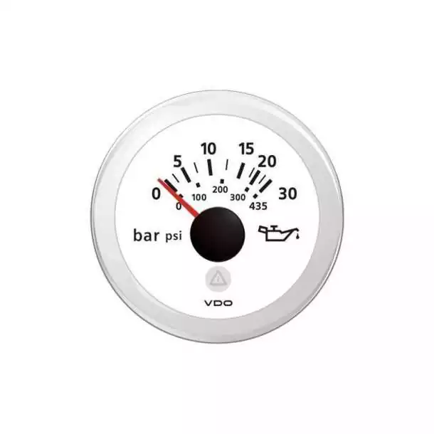 Manomètre pression d'huile diamètre 52mm 12-24V blanc Indicateur 30bars 435psi inverseur