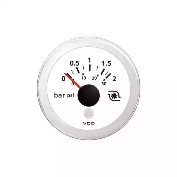 Manomètre Pression de turbo diamètre 52 mm 12-24V blanc Indicateur 2bars 30psii