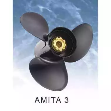Hélice SOLAS BFT60-BFT90 BF75-BF130 3 pâles 13 1/4X17 rotation R Honda Tohatsu Nissan échappement par hélice 15 cannelures