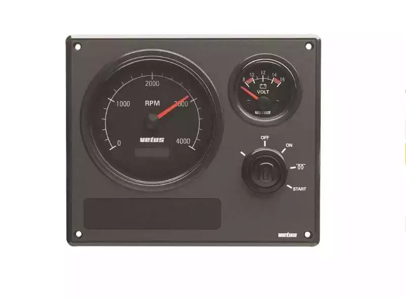 Tableau de bord moteur synthétique type MP22 24V 2 instruments noir 0-4000 RPM
