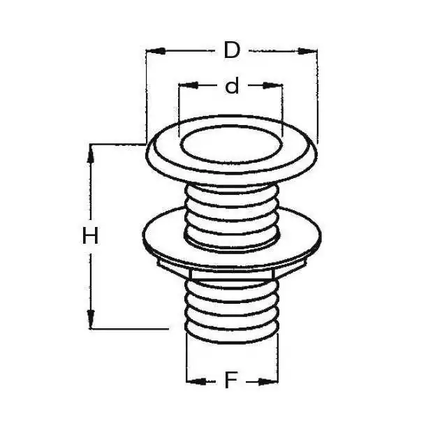 Sortie de coque diamètre intérieur 25mm longueur 62mm tableau 45mm
