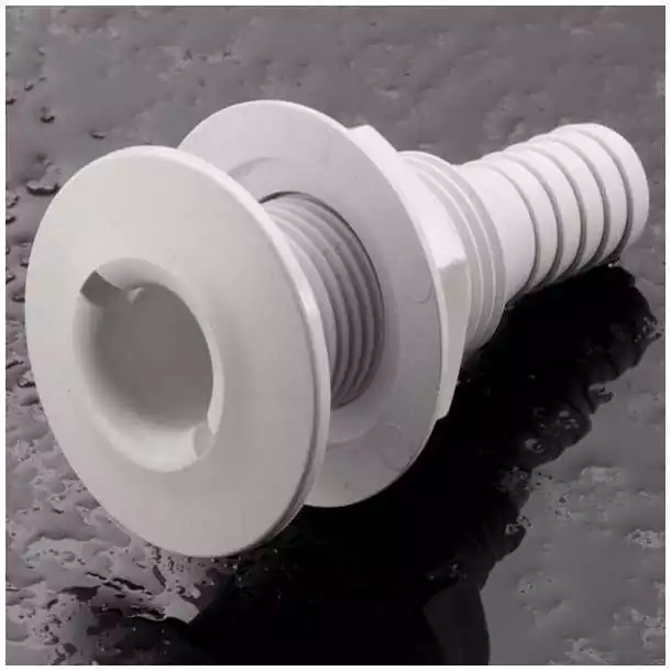 Passe-coque plastique sortie de coque fileté cannelé diamètre 15mm