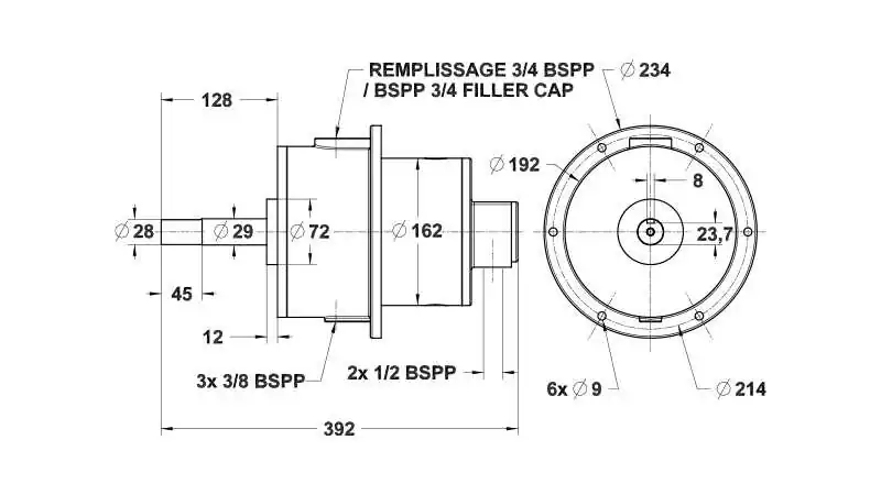 Pompe hydraulique 105 CT EMB moteurs inboard cylindrée 105 cm3/tour