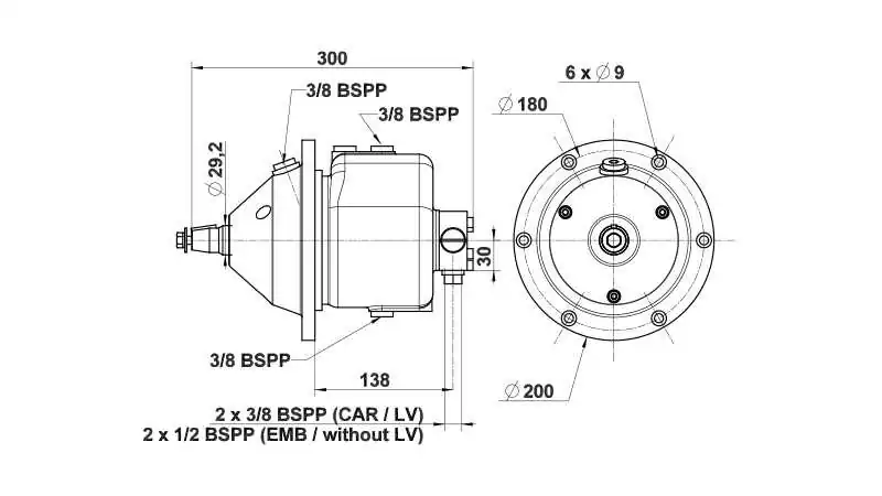 Pompe hydraulique LS 90 CT CAR – 8° – Spéciale voilier à barre à roue – 90 cm³/tour