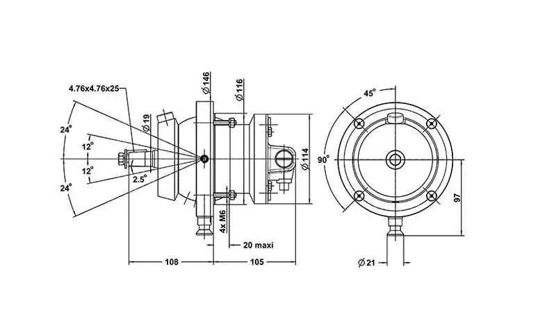 Pompe hydraulique LS Tilt HB 5 – 26 CT – Volant orientable ±24° – Direction hydraulique marine