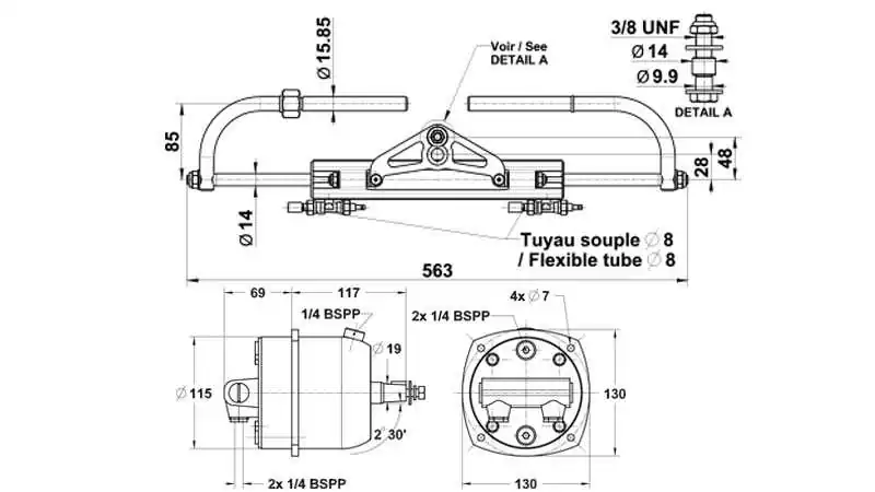 Kit de direction hydraulique LS 175 PRO – Pompe 26HB-CAR – Hors-bord jusqu’à 175 CV (300 CV bi-moteur)