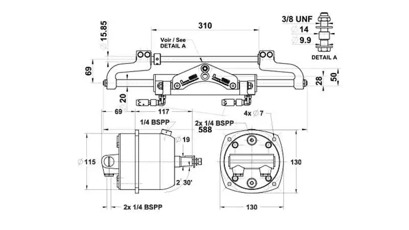 Kit de direction hydraulique LS 7000 PRO – Pompe 26HB-CAR – Bi-moteurs hors-bord jusqu’à 700 CV – Barre de liaison incluse