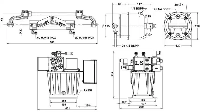 Direction assistée LS3500 ASS / 30 CC 3 L/mn 12V hors-bord jusqu’à 350 CV