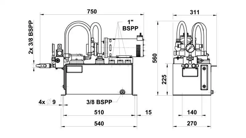 Centrale hydraulique L&S HF1-6 24 V – débit 6 L/min – réservoir 25 L