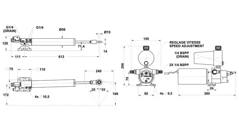 Ensemble linéaire L&S 40 ST 16 REG DEBP NEWAVE 12 V – débit réglable