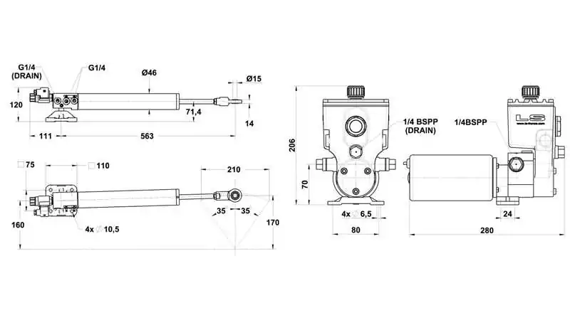 Ensemble linéaire L&S 32 ST 16 NEWAVE 24 V – débit fixe – raccords inox