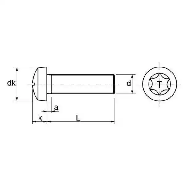Boite de 25 vis métaux Cylindrique Torx diamètre 6mm Longueur 30mm