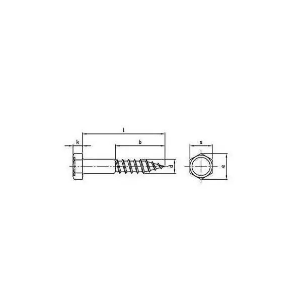 Boite de 10 tirefonds vis à bois tête hexagonale diamètre 8mm Longueur 30mm