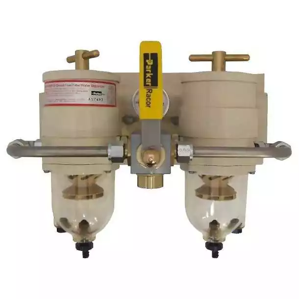 Préfiltre séparateur 500 Gasoil double bol transparent permutable 454 L/H Filtration 10µ