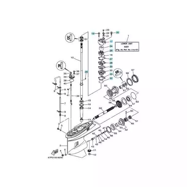 Kit de pompe à eau F75 à F100 Yamaha 67F-W0078-00 plus 67F-44311-01