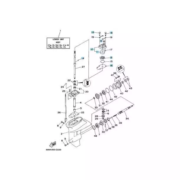 Kit de pompe à eau Yamaha 63V-W0078-01 + 63V-44301-00 SIE18-3412 