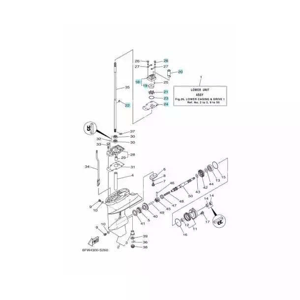 Kit de pompe à eau 4T F6 F8 F9.9 Yamaha 68T-W0078-00 plus 63V-44301-00 18-3410