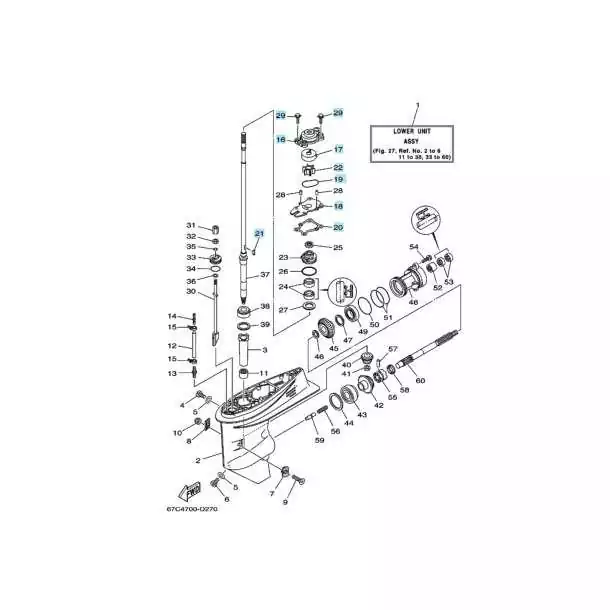 Kit de pompe à eau 4T F25 F30 F40 Yamaha 66T-W0078-00 plus 66T44311-00