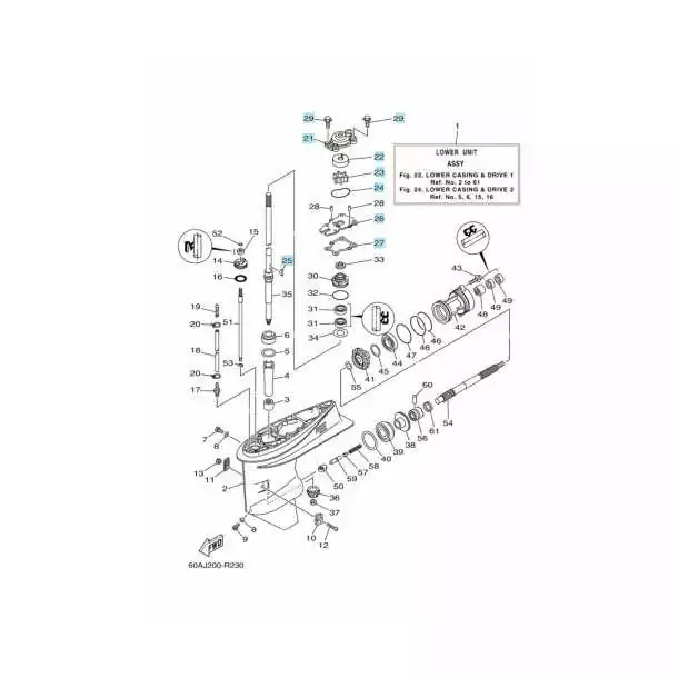 Kit de pompe à eau F40 F50 F60 40cv à 70cv Yamaha 63D-W0078-01 63D-44311-00