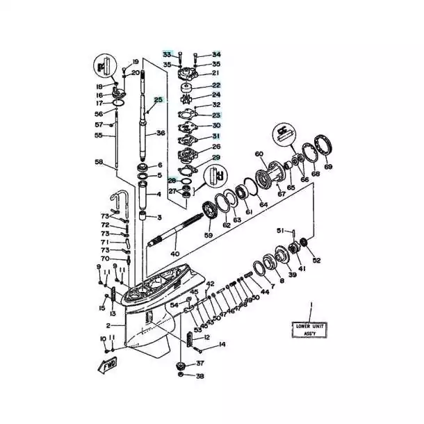 Kit pompe à eau sans corps F50 T50 P60 70cv moteurs Yamaha 6H3-W0078-00-00