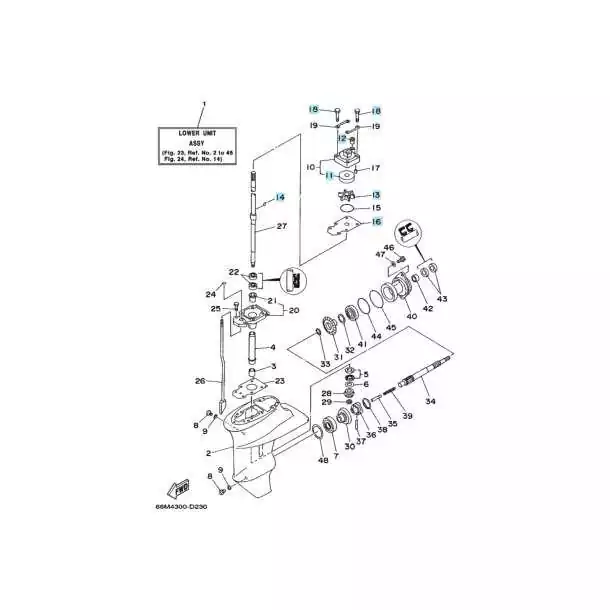 Kit pompe à eau 9.9cv F9.9 T9.9 15cv F15 Yamaha 63V-W0078-00-00 