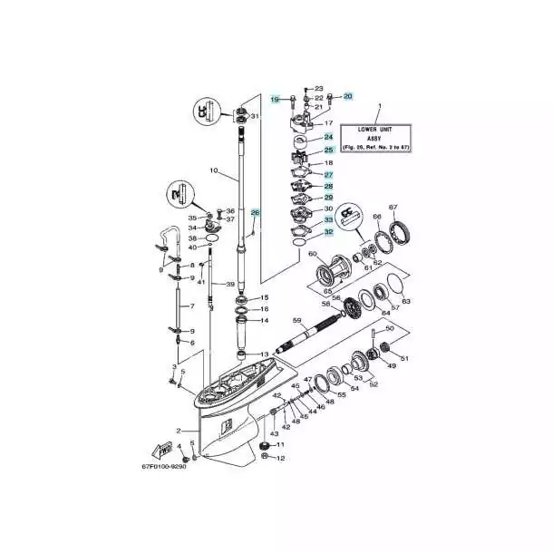Kit pompe à eau Yamaha F75 F80 F90 F100 4T – 67F-W0078-00