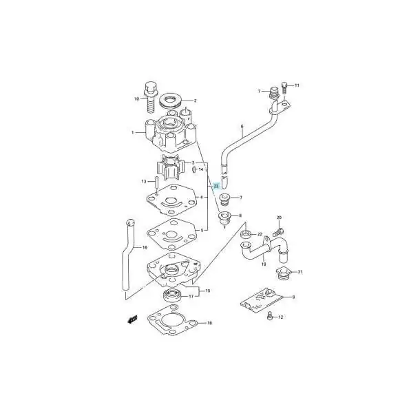 Kit turbine 4T DF9.9 DF15 96-06 2T DT9.9 à DT115 83-97 Suzuki 17400-93951 17400-93950