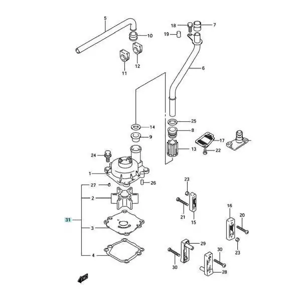 Kit turbine DF60 DF70 1998-07 DT90 DT100 1989-01 Suzuki 17400-87E03