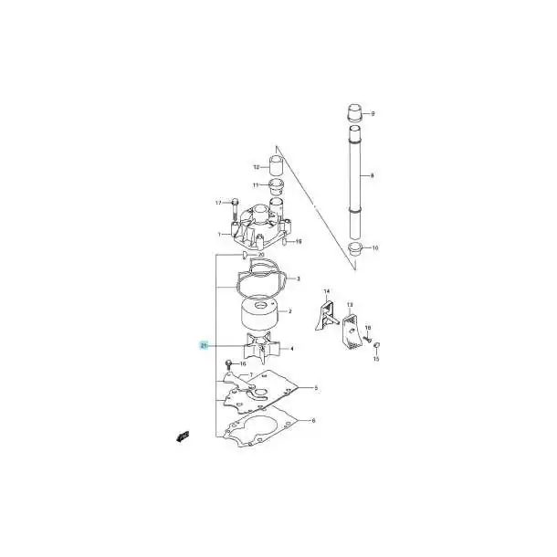 Kit pompe à eau Kit turbine DF250 DF300 Suzuki 17400-98J00 17400-98J01