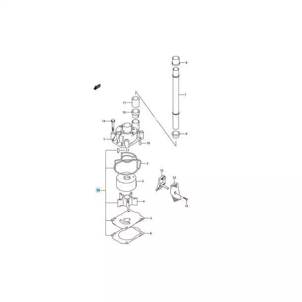 Kit réparation pompe à eau 4T DF200 DF225 DF250 2004-14 Suzuki 17400-93J00