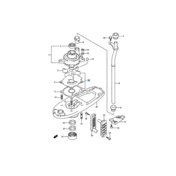 Kit turbine moteurs 4T DF25 à DF50 2T DT20 à DT40 Suzuki 17400-96350